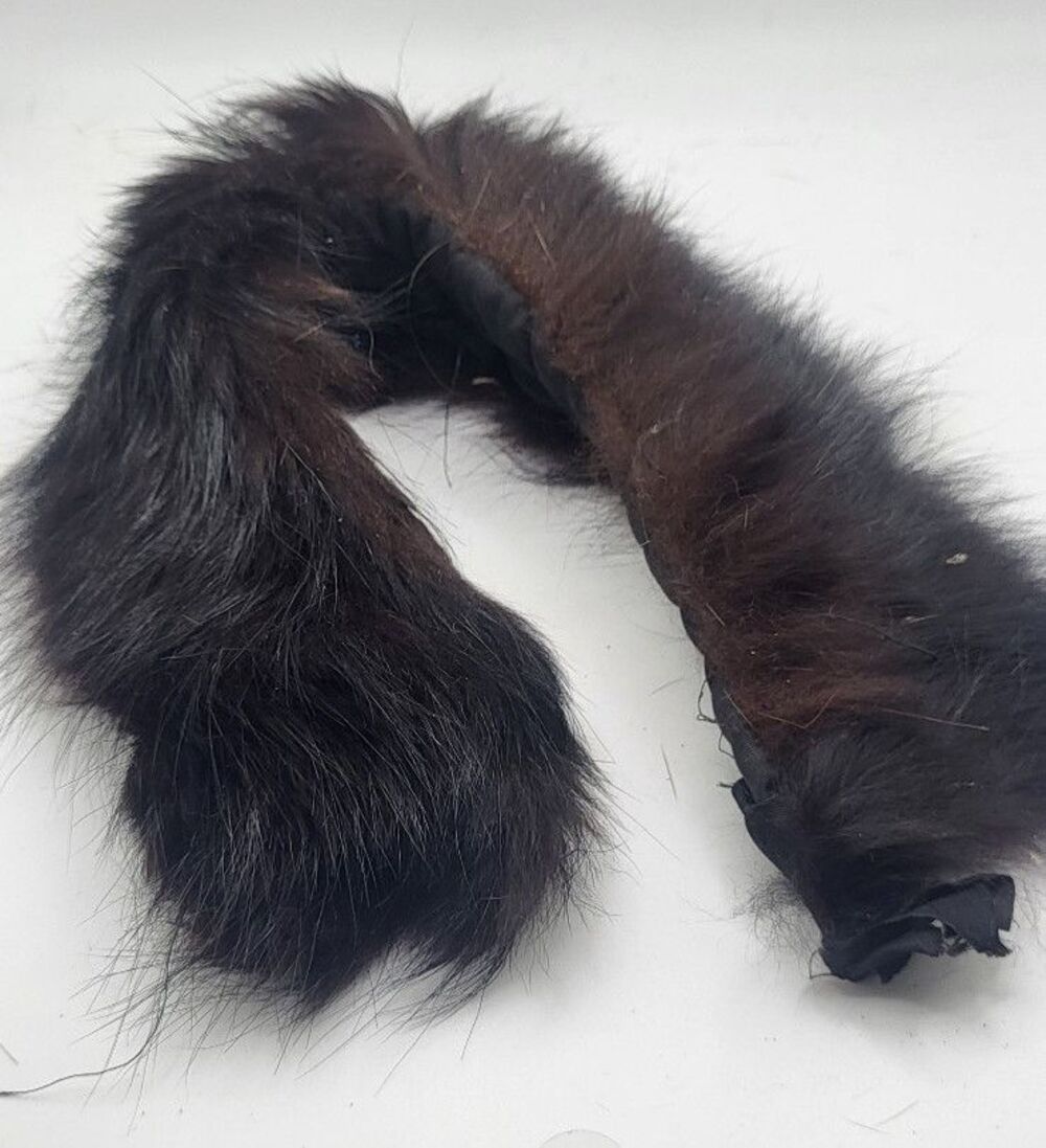 Antique Antique True Vintage Real Rabbit Fur Collar Detachable Trim Black